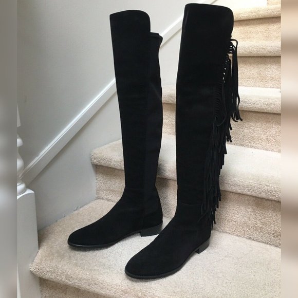 STUART WEITZMAN Mane Black Suede Knee Boots 8.5 - Picture 3 of 12